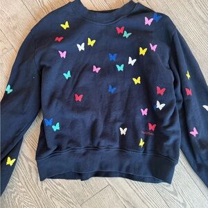 Lauren Moshi Black Sweater with Colorful Butterflies